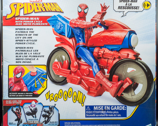 2018 Marvel Spider-Man Titan Hero Series Spider-Man Figure with Power FX Cycle Plays Sounds and Phrases IN FRENCH- Action Figure