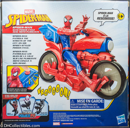 2018 Marvel Spider-Man Titan Hero Series Spider-Man Figure with Power FX Cycle Plays Sounds and Phrases IN FRENCH- Action Figure
