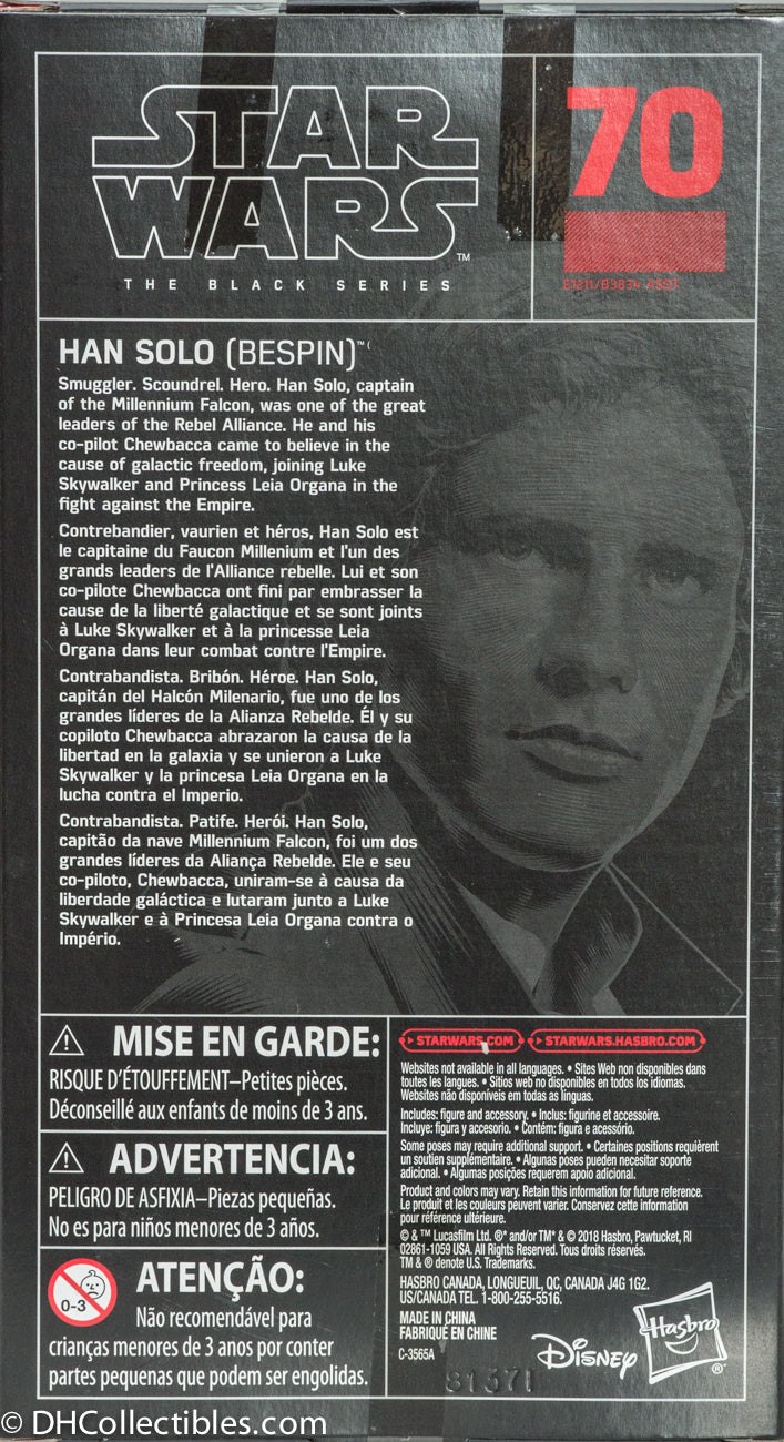 2018 Hasbro Star Wars Black Series Han Solo ( Bespin ) 6 Inch Action Figure