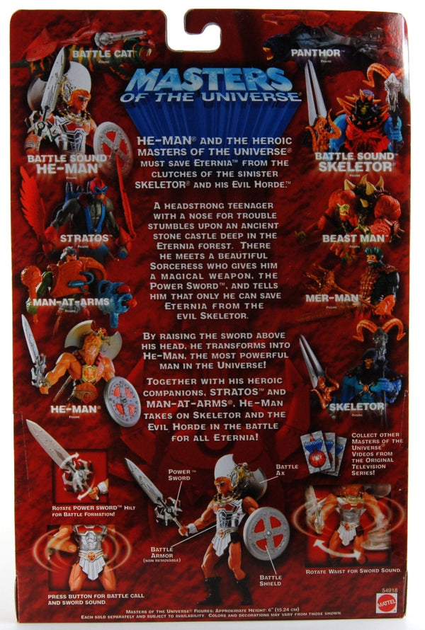 2001 Masters of the Universe Battle Sound He-Man with Dragon Invasion Video -  Action Figure