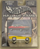 Hot Wheels Hall of Fame Series Greatest Rides Plymouth GTX Yellow w/ Real Riders