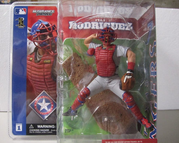 2002 McFarlane MLB Sports Picks Series 1 Ivan Rodriguez Gray Jersey - Action Figure