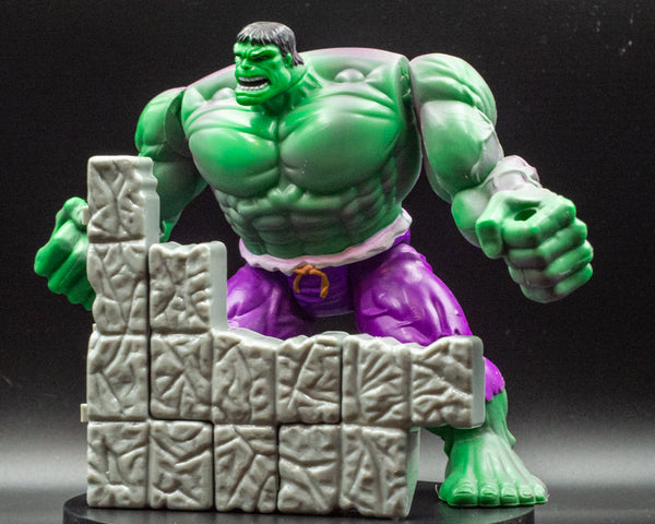 1996 Toybiz The Incredible Rampaging Hulk Action Figure w/Collapsing Brick Wall - Action Figure - Loose