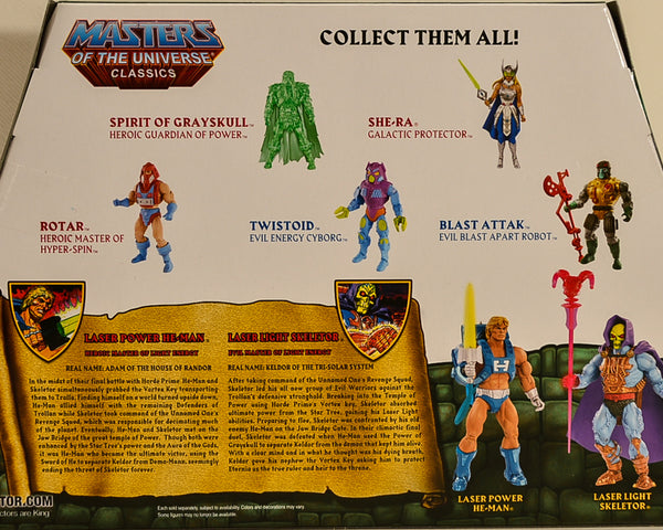 2015 Masters of the Universe Classics Club Eternia Laser Power He-Man & Laser Light Skeletor Action Figure Box Set