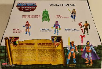 2015 Masters of the Universe Classics Club Eternia Laser Power He-Man & Laser Light Skeletor Action Figure Box Set