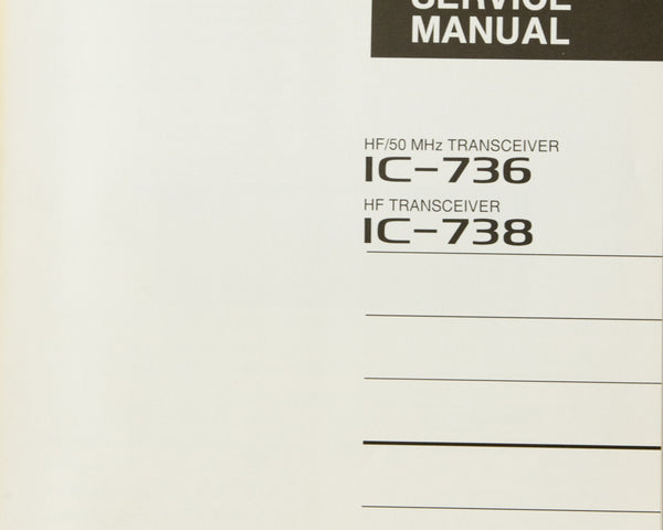 Icom IC-736 / 738 Amateur Radio Service Manual