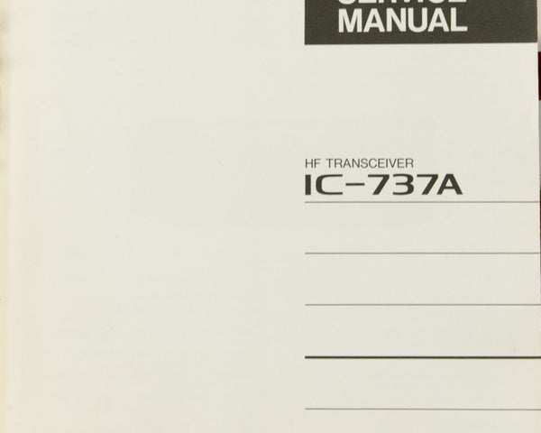 Icom IC-737A Amateur Radio Service Manual
