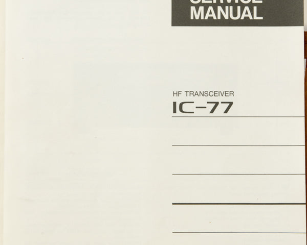 Icom IC-77 Amateur Radio Instruction Manual