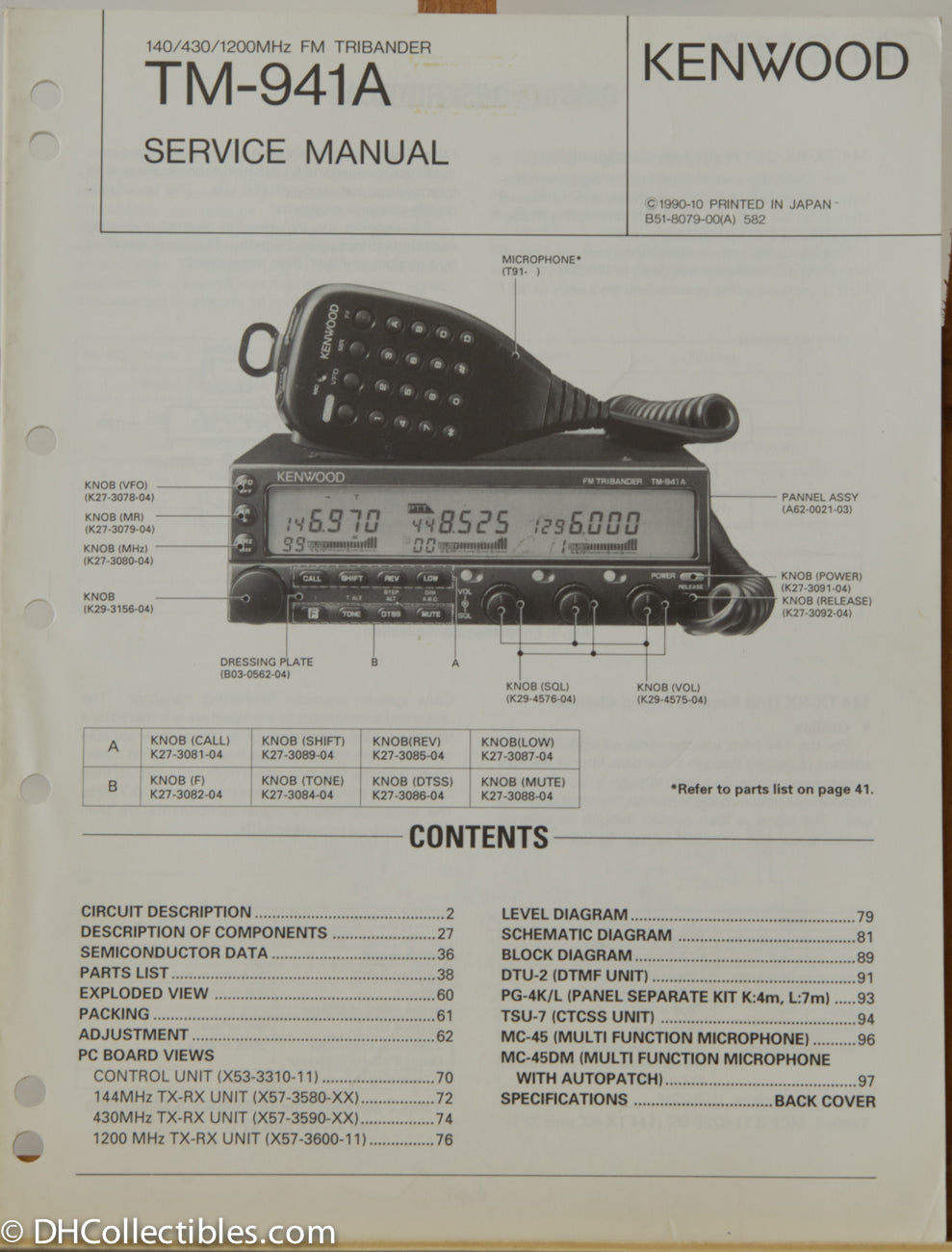 Kenwood TM-941A Amateur Radio Service Manual| DH Collectibles