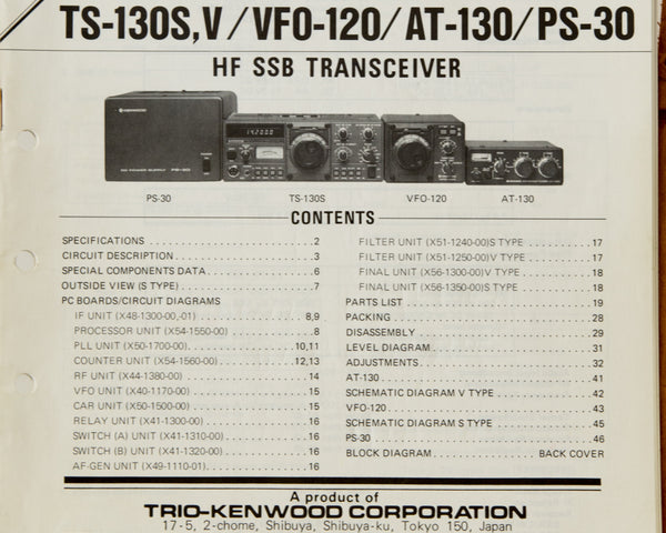 Kenwood TS-130S Amateur Radio Service Manual