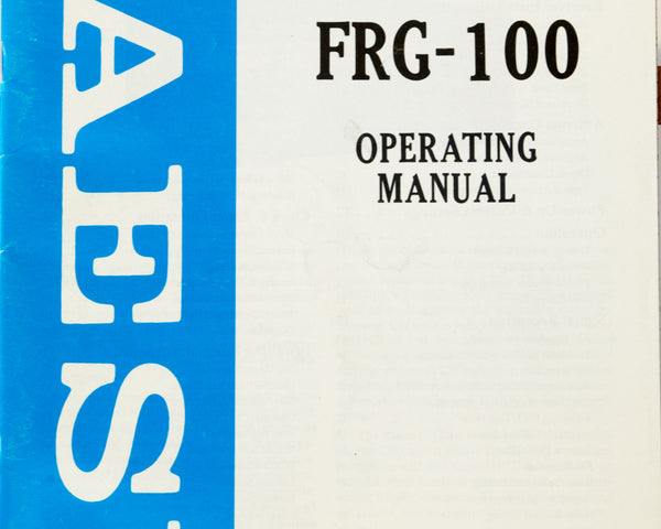 Yaesu FRG-100 Shortwave Receiver Operating Manual