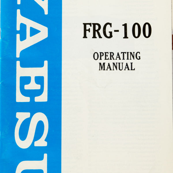 Yaesu FRG-100 Shortwave Receiver Operating Manual