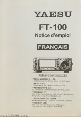 Yaesu FT-100 Amateur Radio Operating Manual - FRENCH Version