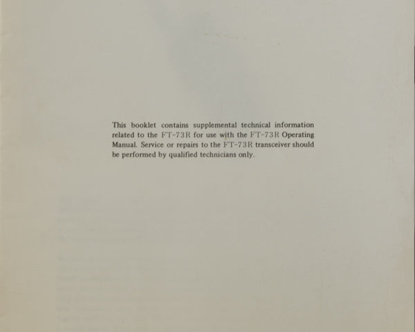 Yaesu FT-73R Service Manual