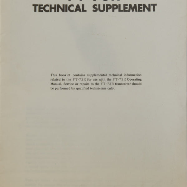 Yaesu FT-73R Service Manual