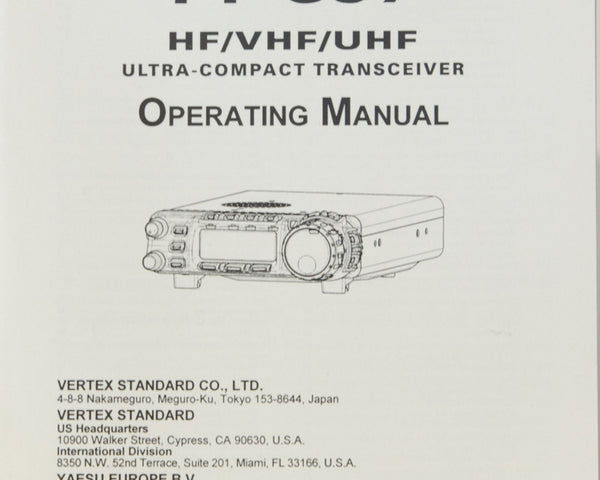 Yaesu FT-857 Amateur Radio Operating Manual