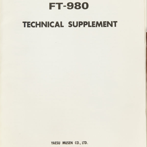 Yaesu FT-980 Amateur Radio Service Manual