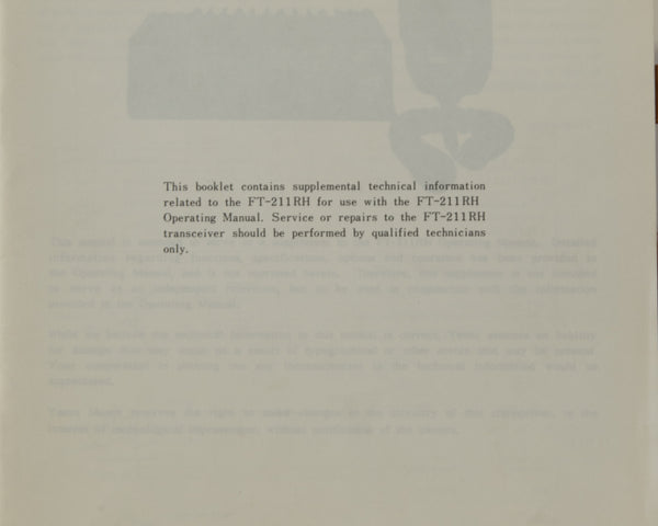 Yaesu FT-211RH Service Manual