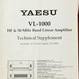 Yaesu VL-1000 Amateur Radio Linear Amplifier Service Manual