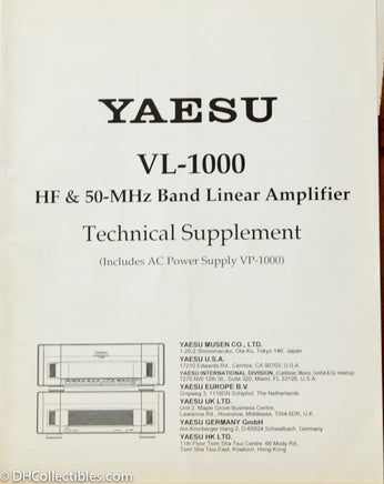 Yaesu VL-1000 Amateur Radio Linear Amplifier Service Manual