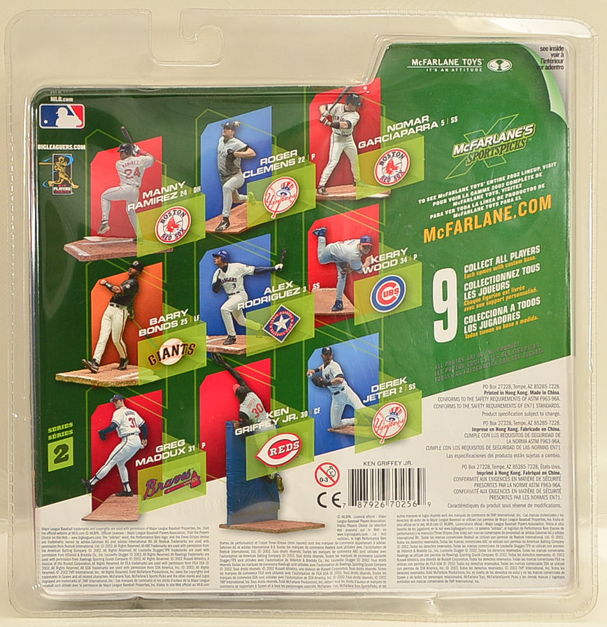 McFarlane Toys 2002 Series 2 Ken Griffey Jr Cincinnati Reds  in Grey Uniform Action Figure