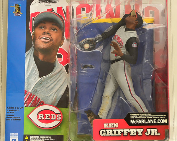 2002 McFarlane MLB SportsPicks Ken Griffey Jr Cincinnati Reds Grey Jersey Action Figure