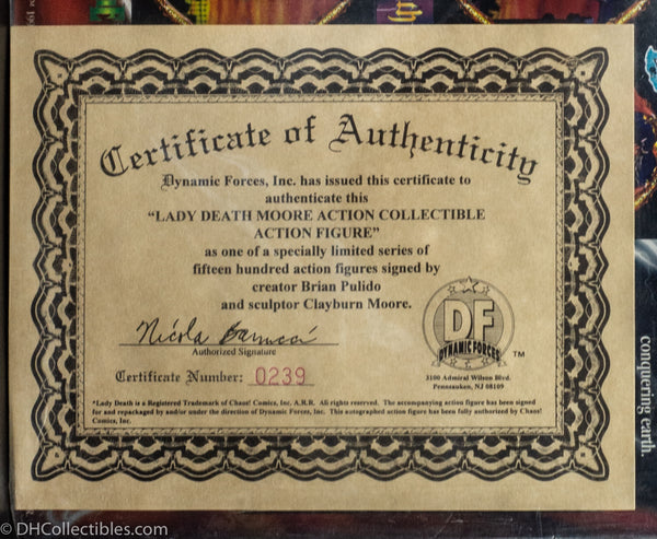 1997 Moore Action Collectibles Lady Death - Action Figure - Signed with Certificate of Authenticity