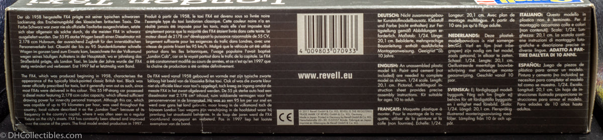 2011 Revell Austin FX4 London Taxi  #07093 1:24 Scale  - Model Kit