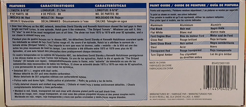 2015 Starsky & Hutch 1976 Ford Gran Torino Plastic Model 1:25 Scale