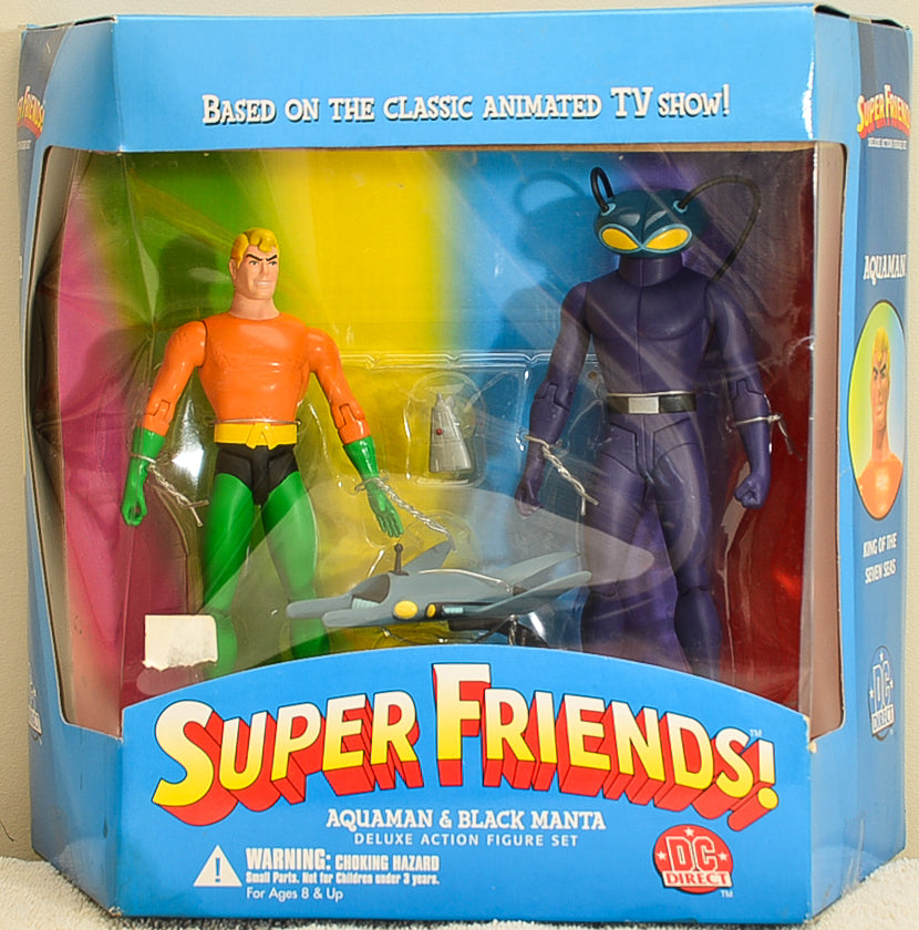 2003 DC Direct Super Friends Aquaman & Black Manta Deluxe Action Figure Set