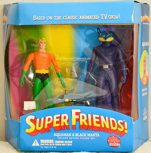 2003 DC Direct Super Friends Aquaman & Black Manta Deluxe Action Figure Set