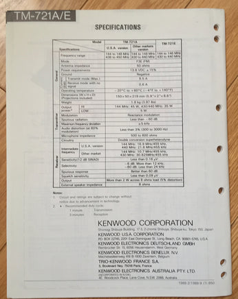 Kenwood TM-721A Service Manual