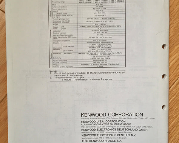 Kenwood TM-731A Service Manual