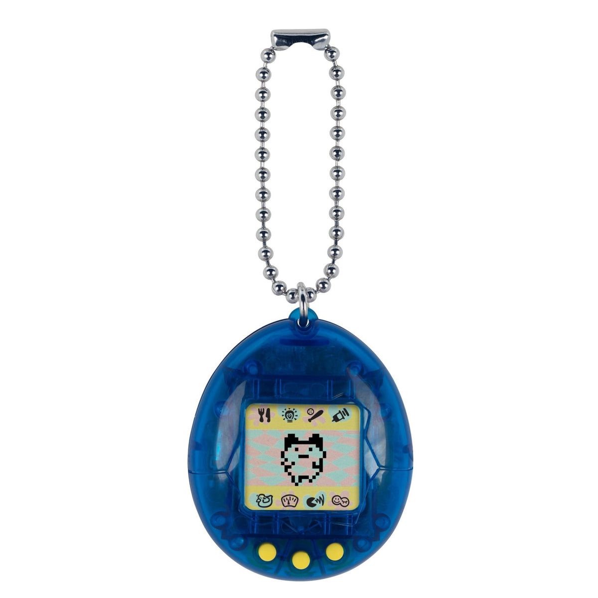 2021 Bandai Virtual Pet Handheld System Tamagotchi Translucent Blue with Yellow Buttons