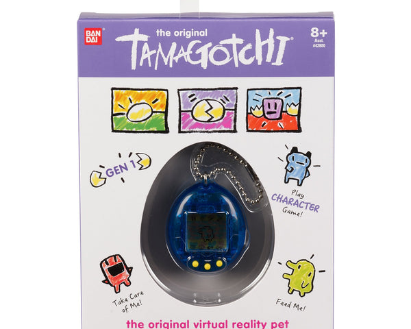 2021 Bandai Virtual Pet Handheld System Tamagotchi Translucent Blue with Yellow Buttons
