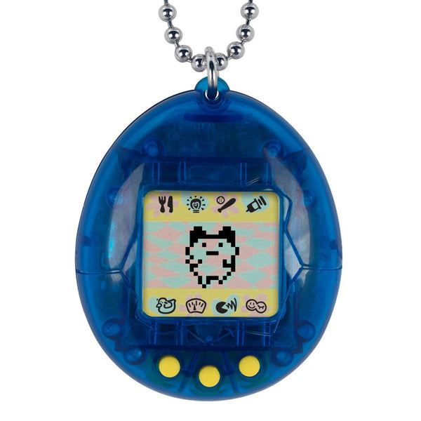 2021 Bandai Virtual Pet Handheld System Tamagotchi Translucent Blue with Yellow Buttons