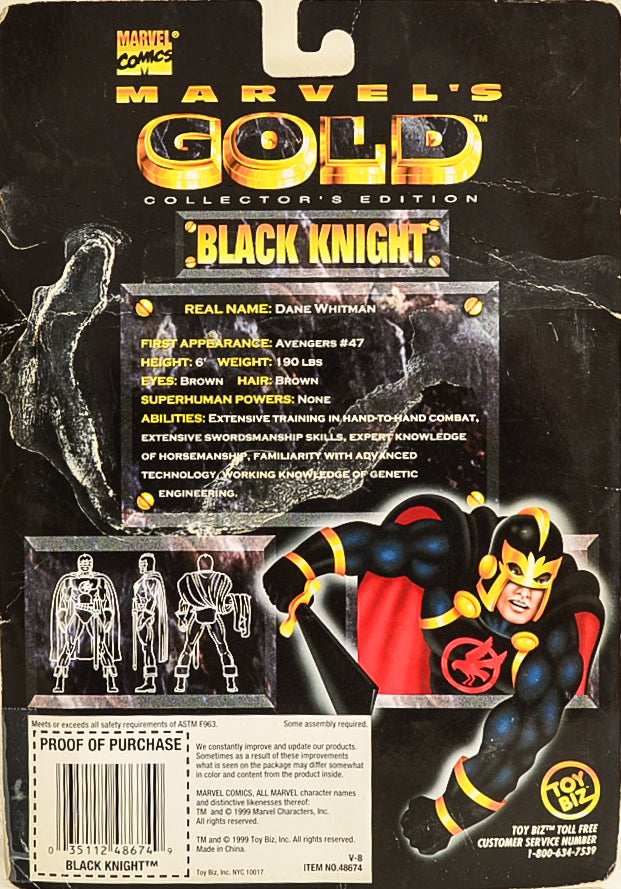 1999 Toy Biz Marvel's Gold Collector's Edition Black Knight Action Figure RARE