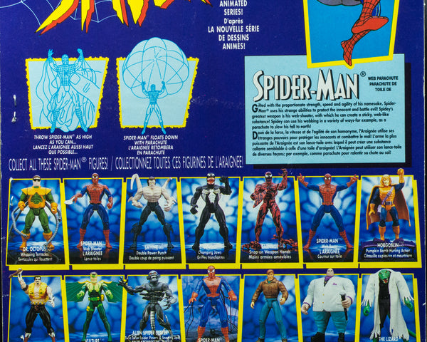 1994 Toy Biz Spider-Man The Animated Series Spiderman with Web Parachute - Action Figure