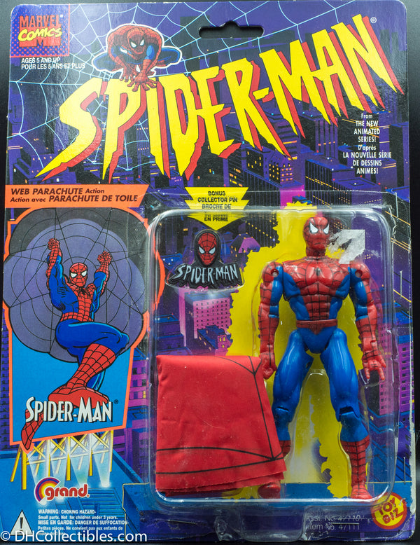 1994 Toy Biz Spider-Man The Animated Series Spiderman with Web Parachute - Action Figure