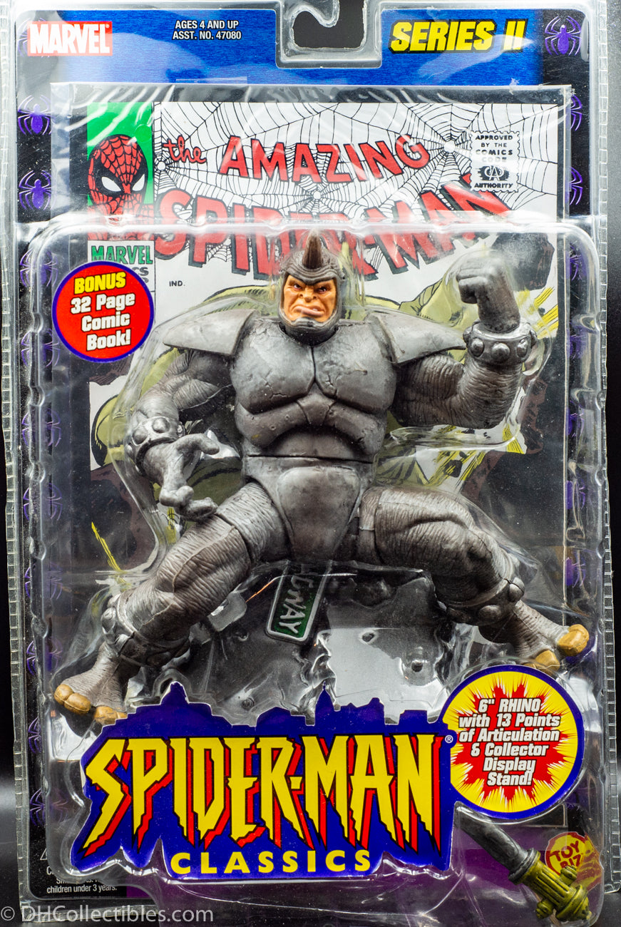 2001 ToyBiz Marvel Legends Series II Spider-Man Classics  Rhino & Comic Book