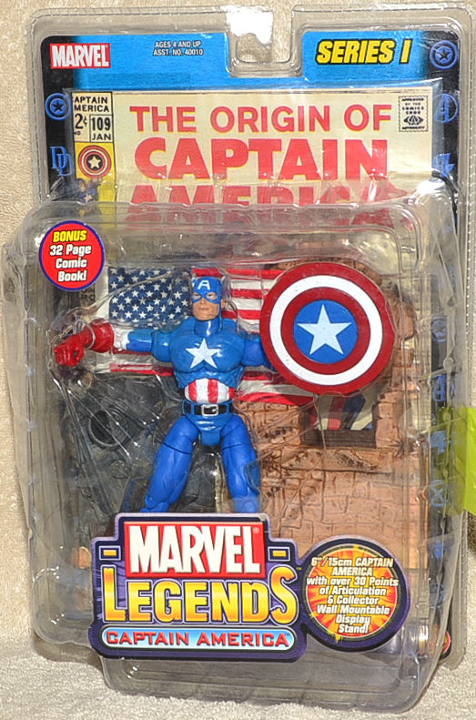 2002 ToyBiz Marvel Legends Series 1  - Captain America Gold Comic Figure