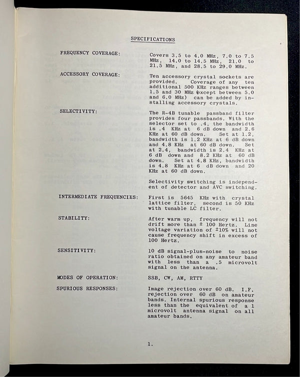 Drake R-4B Receiver Instruction Manual