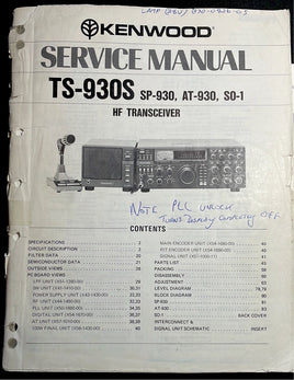 Kenwood TS-930S Amateur Radio Service Manual