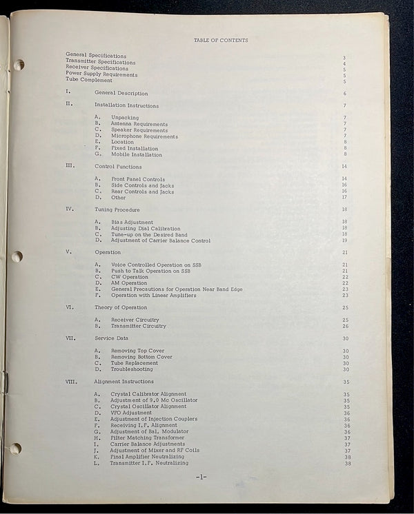 Drake TR-4 Sideband Transceiver Instruction Manual