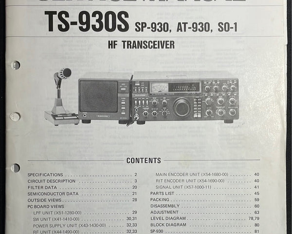 Kenwood TS-930S Amateur Radio Service Manual