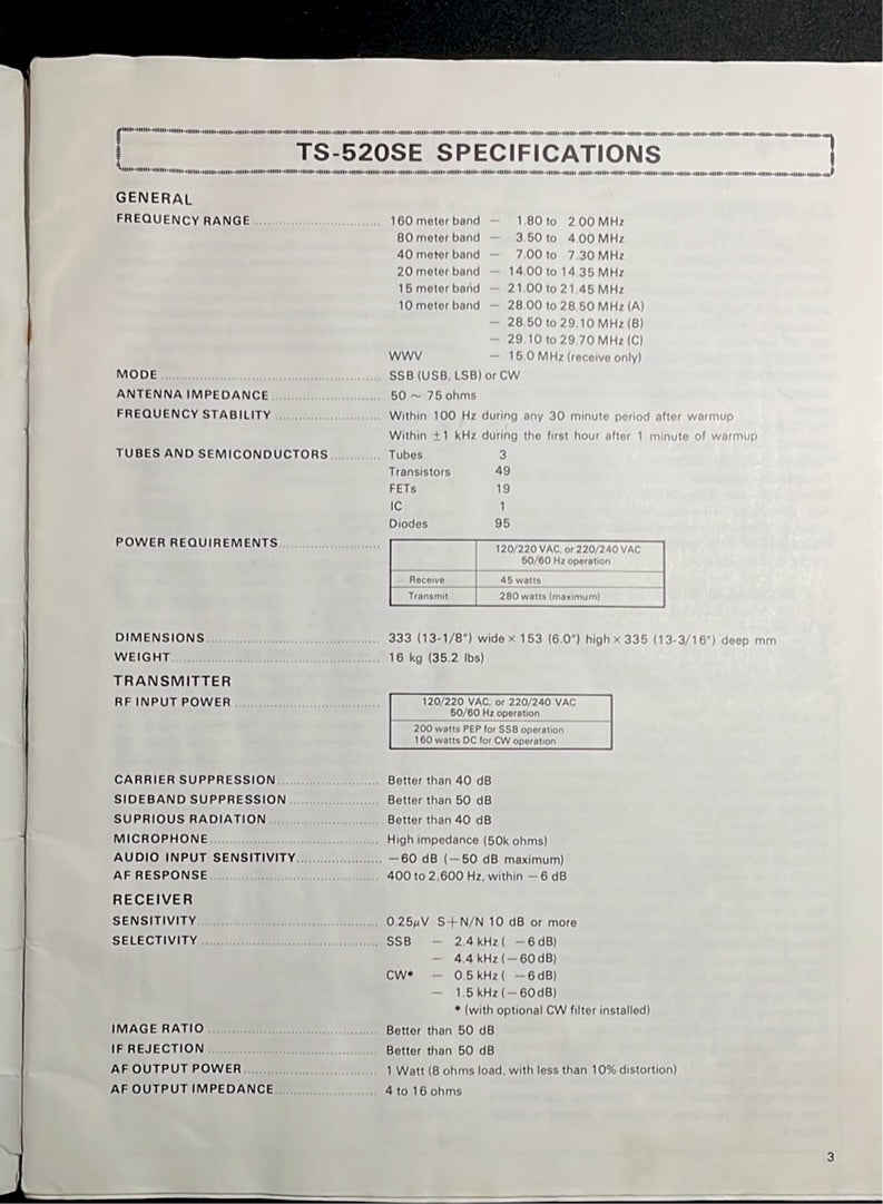 Kenwood TS-520SE Instruction Manual