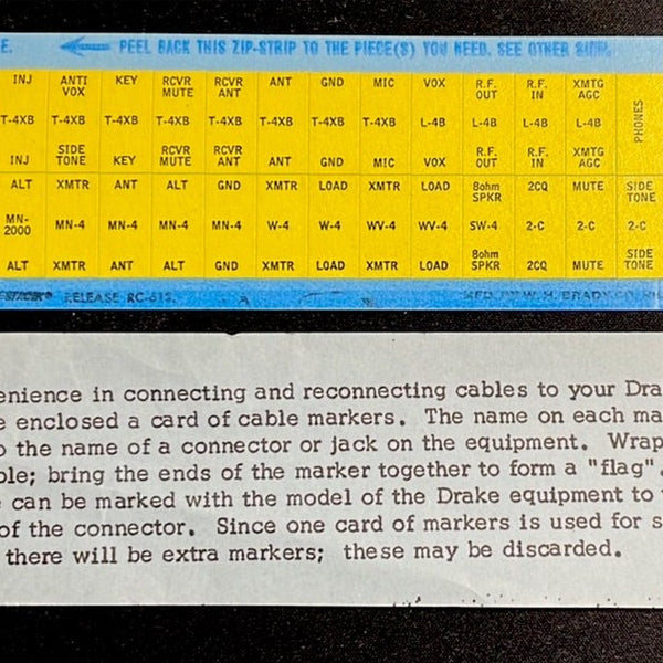 R. L. Drake Equipment Cable Marker Set ( NOS )