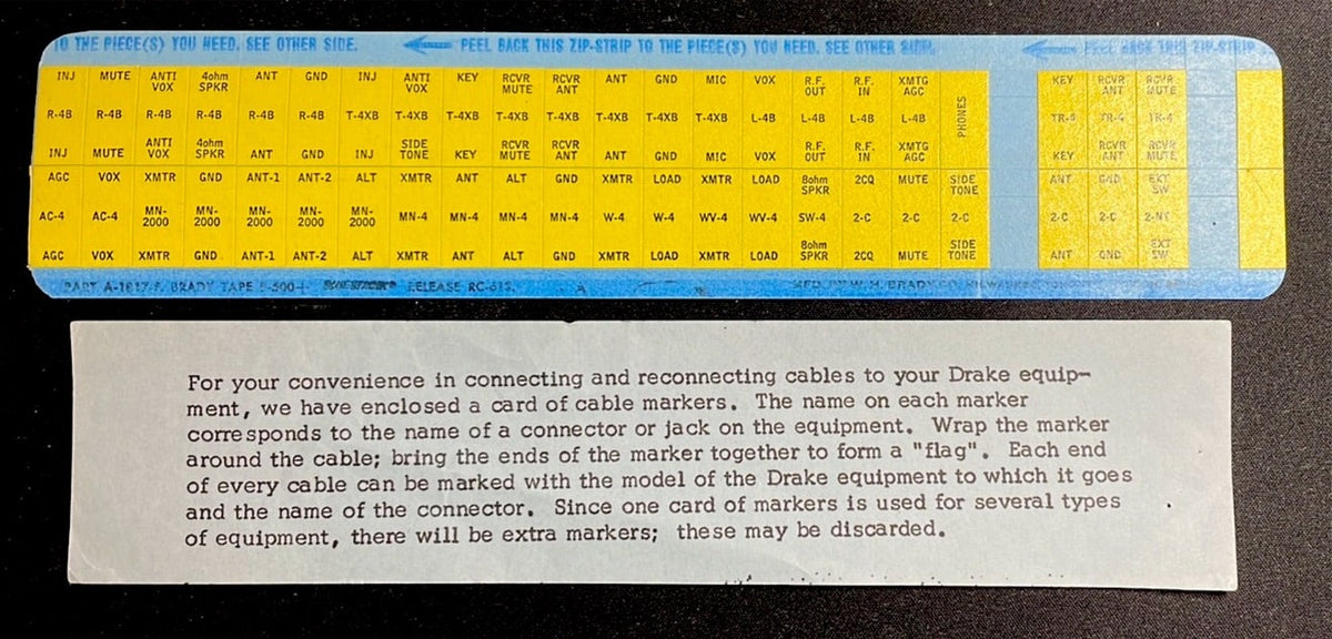 R. L. Drake Equipment Cable Marker Set ( NOS )