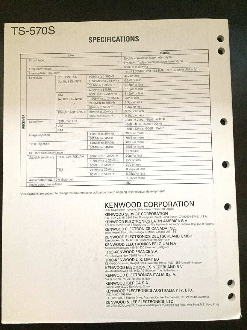 Kenwood TS-570S Service Manual